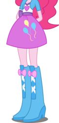 Size: 1820x3805 | Tagged: safe, artist:xebck, edit, editor:teentitansfan201, vector edit, pinkie pie, equestria girls, g4, boots, boots shot, clothes, cropped, female, hands behind back, high heel boots, leg focus, legs, pictures of legs, simple background, skirt, skirt shot, solo, transparent background, vector