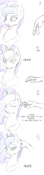 Size: 1000x4000 | Tagged: safe, artist:ruanshi, princess luna, alicorn, human, pony, g4, :t, bust, ear scratch, eyes closed, frown, hand, human on pony petting, lidded eyes, looking at you, looking away, one eye closed, petting, scrunchy face, solo focus, tsundere, tsunderuna, wink