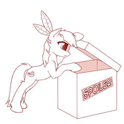 Size: 800x800 | Tagged: safe, artist:rainbow, oc, oc only, earth pony, pony, box, monochrome, solo