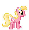 Size: 100x104 | Tagged: safe, artist:botchan-mlp, lily, lily valley, earth pony, pony, g4, animated, blinking, cute, female, flower, flower in hair, gif, lilybetes, mare, pixel art, simple background, solo, transparent background