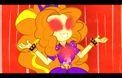 Size: 1024x656 | Tagged: dead source, safe, artist:wubcakeva, adagio dazzle, equestria girls, g4, my little pony equestria girls: rainbow rocks, bracelet, clothes, evil grin, female, glowing eyes, grin, jewelry, pendant, red eyes, smiling, solo, welcome to the show