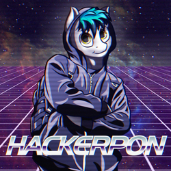 Size: 2000x2000 | Tagged: safe, artist:smowu, oc, oc only, anthro, :t, backpack, clothes, crossed arms, gift art, hacker, hackerman, hackerpon, hackers, high res, hoodie, kung fury, looking at you, meme, ponified, smiling, solo
