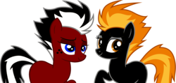 Size: 2147x1024 | Tagged: safe, oc, oc only, fire pony, count and tiddle, count pony, cute, fire, friends, recolor, simple background, solo, swamp cinema, tiddle, tiddle and count, transparent background
