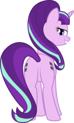 Size: 3589x5958 | Tagged: safe, artist:grypher, derpibooru exclusive, starlight glimmer, pony, unicorn, g4, the cutie map, absurd resolution, bedroom eyes, both cutie marks, butt, equal cutie mark, female, glimmer glutes, grin, looking at you, looking back, plot, rear view, s5 starlight, simple background, smiling, solo, transparent background, vector