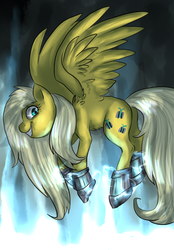 Size: 770x1108 | Tagged: dead source, safe, artist:not-ordinary-pony, oc, oc only, oc:psychoshy, pegasus, pony, fallout equestria, fallout equestria: project horizons, electricity, power hoof, solo