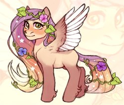 Size: 960x814 | Tagged: safe, artist:kapusha-blr, oc, oc only, pegasus, pony, flower, flower in hair, solo