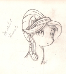 Size: 1313x1453 | Tagged: safe, artist:silversthreads, ruby love, scarlet heart, crystal pony, pony, g4, daily sketch, sketch, solo, traditional art