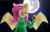 Size: 1597x1009 | Tagged: safe, artist:sakishithewolf, fluttershy, bat pony, anthro, g4, apple, female, flutterbat, food, full moon, mare in the moon, moon, race swap, solo, spread wings