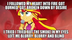 Size: 600x334 | Tagged: safe, edit, edited screencap, screencap, sunset shimmer, equestria girls, g4, my little pony equestria girls: rainbow rocks, female, image macro, meme, memeful.com, sing (movie), solo, welcome to the show