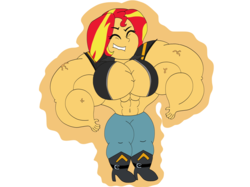 Size: 2732x2048 | Tagged: safe, artist:broozerpunch, sunset shimmer, equestria girls, g4, female, high res, muscles, overdeveloped muscles, solo, sunset lifter, vein