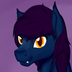 Size: 900x900 | Tagged: safe, artist:bevendre, oc, oc only, oc:midnight oil, bat pony, pony, bust, portrait, solo