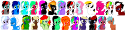 Size: 4475x1100 | Tagged: safe, oc, oc only, color, cute, friends, high res, recolor, red and black oc, sc ponys, simple background, transparent background