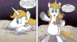 Size: 1337x730 | Tagged: safe, artist:katiecandraw, idw, bunny (g4), prince blueblood, g4, spoiler:comic, spoiler:comicdeviations, moon, space