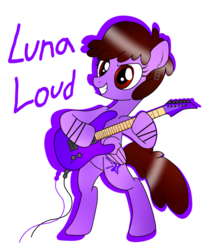 Size: 822x972 | Tagged: safe, artist:katiekane822, pegasus, pony, base used, ear piercing, earring, female, guitar, luna loud, mare, nickelodeon, piercing, ponified, simple background, solo, the loud house, transparent background