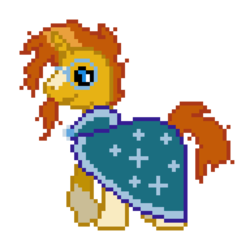 Size: 2048x2048 | Tagged: safe, artist:letterbomb, derpibooru exclusive, sunburst, pony, unicorn, g4, glasses, high res, male, messy mane, pixel art, raised hoof, simple background, solo, stallion, sunburst's cloak, sunburst's glasses, transparent background