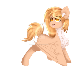 Size: 1024x860 | Tagged: safe, artist:php146, oc, oc only, oc:feather flower, pegasus, pony, chest fluff, colored pupils, eye clipping through hair, female, fluffy, mare, simple background, solo, transparent background, watermark, wyvernous pegasus