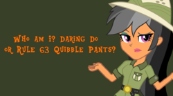 Size: 1565x869 | Tagged: safe, artist:jamesawilliams1996, chestnut magnifico, daring do, equestria girls, g4, female, shrug, solo