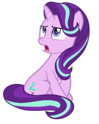 Size: 7000x8800 | Tagged: safe, artist:tardifice, starlight glimmer, pony, unicorn, g4, to where and back again, absurd resolution, female, looking back, open mouth, raised hoof, simple background, sitting, solo, transparent background, vector