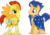 Size: 8500x5891 | Tagged: safe, artist:limedazzle, flash sentry, sunburst, pony, g4, absurd resolution, alternate hairstyle, alternate universe, armor, cloak, clothes, clothes swap, crystal empire duo, duo, glasses, mane swap, palette swap, race swap, recolor, royal guard, show accurate, simple background, smiling, species swap, transparent background, vector