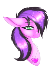 Size: 1492x2000 | Tagged: safe, artist:minelvi, oc, oc only, oc:light heartless, earth pony, pony, bust, earth pony oc, ethereal mane, female, hair over one eye, jewelry, mare, necklace, portrait, simple background, solo, starry mane, transparent background