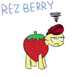 Size: 1950x1980 | Tagged: safe, artist:provolonepone, oc, oc only, oc:aces high, pony, angry, food, pun, solo, strawberry