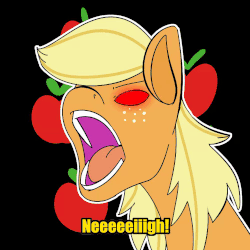Size: 500x500 | Tagged: safe, artist:koportable, applejack, earth pony, pony, g4, angry, angry horse noises, animated, black background, bust, dragon ball, dragon ball z, female, freckles, gif, glowing eyes, hatless, hoers, horse noises, horses doing horse things, mare, missing accessory, neigh, oozaru, open mouth, red eyes, roar, silly, silly pony, simple background, solo, son goku, transformation, whinny, who's a silly pony