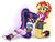 Size: 1600x1200 | Tagged: safe, alternate version, artist:nivek15, sci-twi, sunset shimmer, twilight sparkle, human, equestria girls, g4, my little pony equestria girls: legend of everfree, arm behind back, blushing, bondage, camp everfree outfits, camping outfit, cloth gag, clothes, consensual, converse, female, gag, hands behind back, lesbian, rope, ship:sci-twishimmer, ship:sunsetsparkle, shipping, shoes, smiling, sneakers