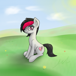 Size: 1000x1000 | Tagged: safe, artist:redsketch, oc, oc only, oc:miss eri, black and red mane, emo, solo, two toned mane
