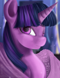 Size: 1000x1294 | Tagged: safe, artist:aelwyng, twilight sparkle, alicorn, pony, g4, female, one eye closed, smiling, solo, twilight sparkle (alicorn), wink