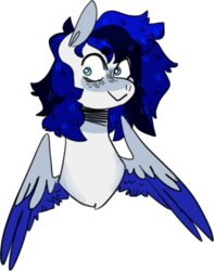 Size: 520x661 | Tagged: safe, artist:limitedcolour, oc, oc only, oc:black ice, pegasus, pony, :>, bust, colored wings, multicolored wings, simple background, smiling, solo, white background