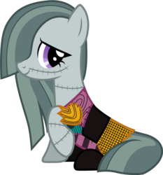 Size: 934x1001 | Tagged: safe, artist:cloudy glow, marble pie, earth pony, pony, g4, clothes, clothes swap, cosplay, costume, disney, female, mare, sally skellington, simple background, solo, the nightmare before christmas, tim burton, transparent background