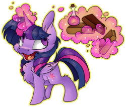 Size: 5465x4651 | Tagged: safe, artist:cutepencilcase, twilight sparkle, alicorn, pony, g4, absurd resolution, book, chest fluff, female, magic, open mouth, potion, simple background, solo, telekinesis, transparent background, twilight sparkle (alicorn)