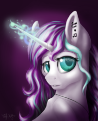 Size: 1700x2100 | Tagged: safe, artist:gittykitty264, oc, oc only, pony, unicorn, bust, female, glowing horn, horn, mare, portrait, solo