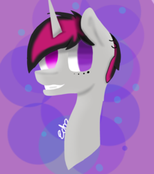 Size: 2085x2345 | Tagged: safe, artist:echo, oc, oc only, abstract background, bust, heterochromia, high res, piercing, solo