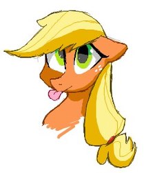 Size: 258x287 | Tagged: safe, artist:pochatochek, applejack, earth pony, pony, g4, bust, female, missing accessory, silly, silly pony, solo, tongue out