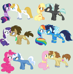 Size: 2392x2428 | Tagged: safe, artist:xxdipperkittyxx, doctor whooves, donut joe, fluttershy, pinkie pie, pokey pierce, prince blueblood, rainbow dash, rarity, soarin', thunderlane, time turner, twilight sparkle, alicorn, pony, g4, crack shipping, female, flutterjoe, hatless, high res, male, missing accessory, next generation, raritime, rariwhooves, ship:pokeypie, ship:soarindash, ship:twiblood, shipping, straight, thunderjack, twilight sparkle (alicorn)