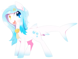 Size: 4800x3675 | Tagged: safe, artist:sorasku, oc, oc only, original species, pony, shark pony, absurd resolution, colored pupils, female, heterochromia, mare, simple background, smiling, solo, transparent background