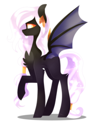 Size: 1657x2113 | Tagged: safe, artist:huirou, oc, oc only, oc:illona, bat pony, pony, chest fluff, female, mare, raised hoof, simple background, solo, spread wings, transparent background