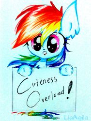 Size: 1536x2048 | Tagged: safe, artist:liaaqila, rainbow dash, pegasus, pony, g4, cute, cuteness overload, dashabetes, female, looking at you, mare, open mouth, open smile, smiling, smiling at you, solo, traditional art