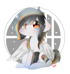 Size: 1617x1718 | Tagged: safe, artist:windymils, oc, oc only, oc:insa, pegasus, pony, crying, female, mare, sitting, solo