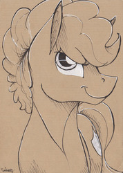 Size: 1762x2474 | Tagged: safe, artist:fanch1, oc, oc only, earth pony, pony, bust, inked, male, portrait, sketch, smiling, solo, traditional art