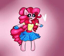 Size: 1256x1100 | Tagged: safe, artist:saturnita23, pinkie pie, earth pony, pony, g4, bipedal, clothes, cute, female, shirt, skirt, smiling, solo