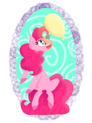 Size: 400x533 | Tagged: safe, artist:laps-sp, pinkie pie, earth pony, pony, g4, balloon, female, smiling, solo, starry eyes, wingding eyes