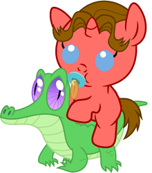 Size: 786x892 | Tagged: safe, artist:red4567, gummy, pony, g4, baby, baby pony, carter grayson, crossover, cute, gummybetes, pacifier, ponies riding gators, ponified, power rangers, power rangers lightspeed rescue, riding