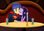 Size: 1600x1130 | Tagged: safe, artist:jucamovi1992, flash sentry, twilight sparkle, equestria girls, g4, crossover, date, duo, female, kissing, male, romance, romantic, ship:flashlight, shipping, sitting, straight, superman, table, wonder woman