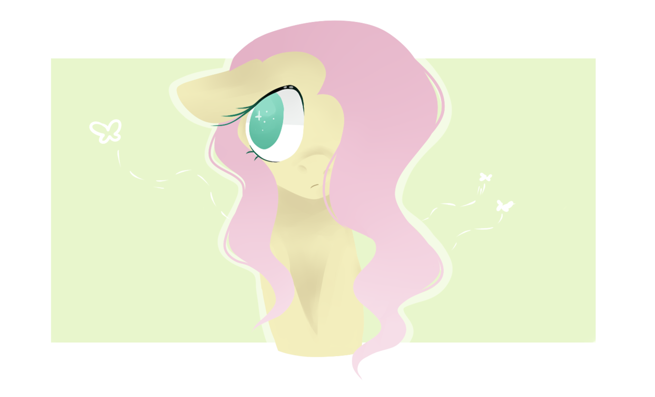 1383197 Safe Artistappleychu Fluttershy Bust Female Floppy Ears Hair Over One Eye 