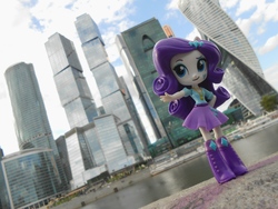 Size: 4608x3456 | Tagged: safe, artist:7yashka7, artist:synch-anon, rarity, equestria girls, g4, boots, clothes, doll, equestria girls minis, eqventures of the minis, high heel boots, high res, irl, jewelry, moscow, necklace, photo, pony ears, russia, russian, skirt, solo, toy