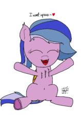 Size: 540x855 | Tagged: dead source, safe, artist:php142, oc, oc only, bat pony, pony, belly button, chest fluff, female, filly, happy, ms paint, simple background, spread arms, spread legs, spreading, upsies, white background