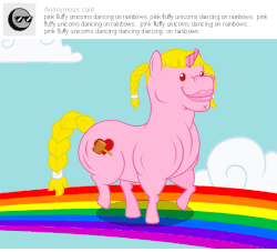 Size: 540x490 | Tagged: safe, artist:aha-mccoy, oc, oc only, oc:helga starkehuf, pony, unicorn, pink fluffy unicorns dancing on rainbows, animated, ask, female, gif, mare, muscles, solo, tumblr
