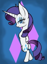 Size: 2913x4000 | Tagged: safe, artist:enzomersimpsons, rarity, pony, unicorn, g4, abstract background, bipedal, colored pupils, cutie mark, female, looking at you, solo